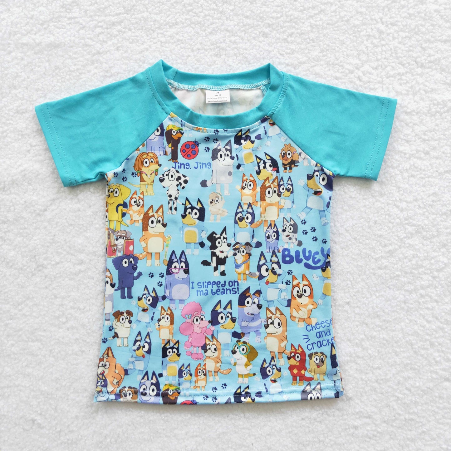Boys blue cartoon dog short sleeve tee shirts B8-22