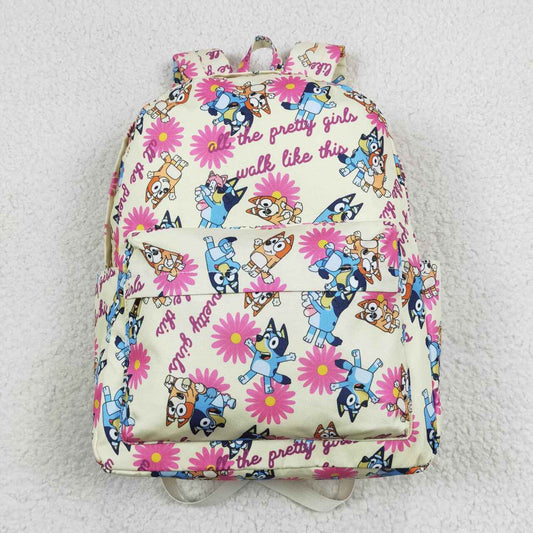 BA0112 Girls bag cartoon dog flowers print backpack