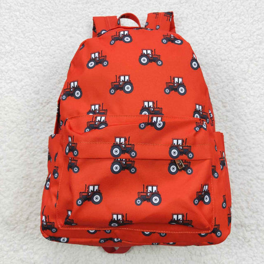 BA0122 Kids bag red tractors print backpack