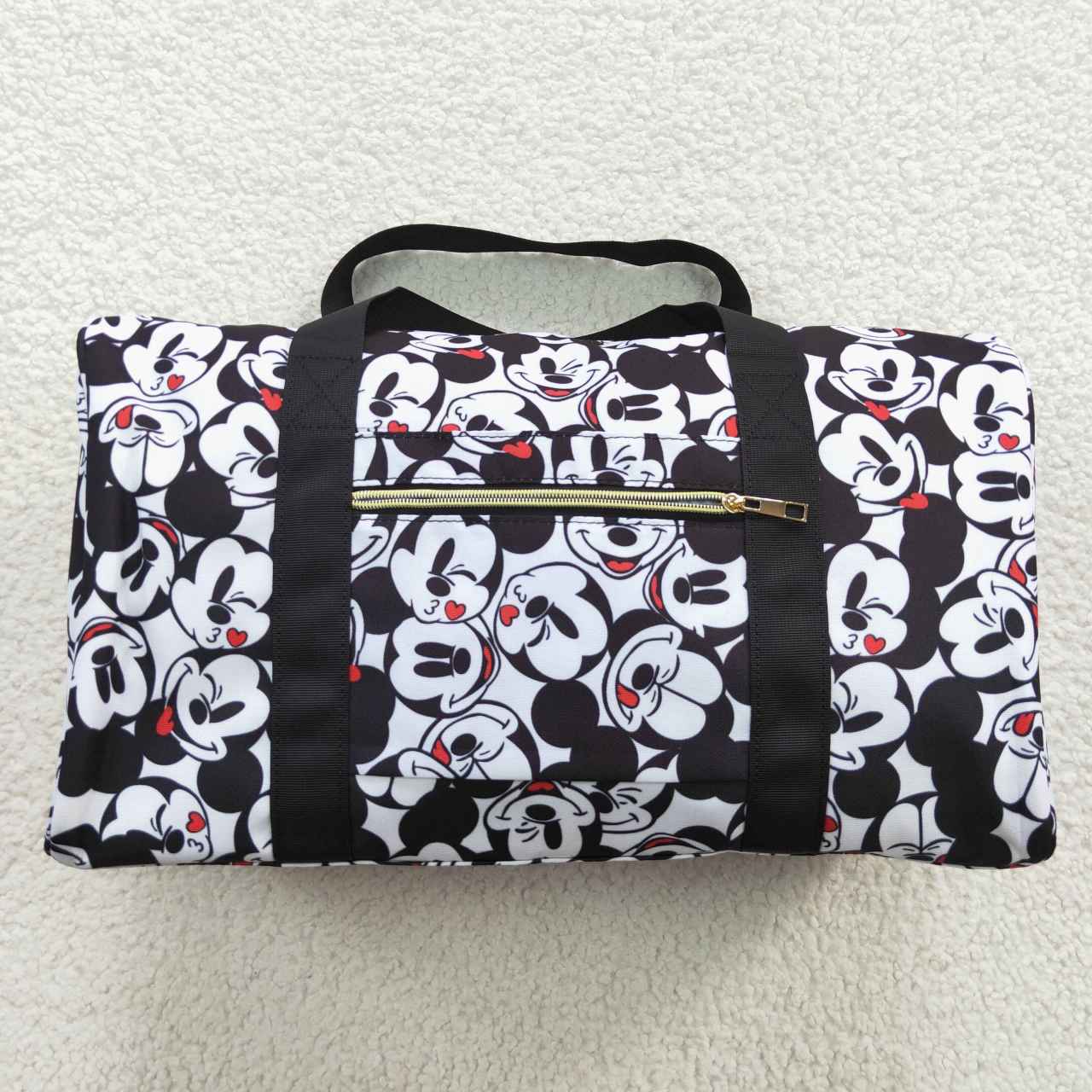 BA0132 Black cartoon mouse print gym bag