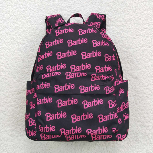 BA0137 Girls black bag pink BA print backpack