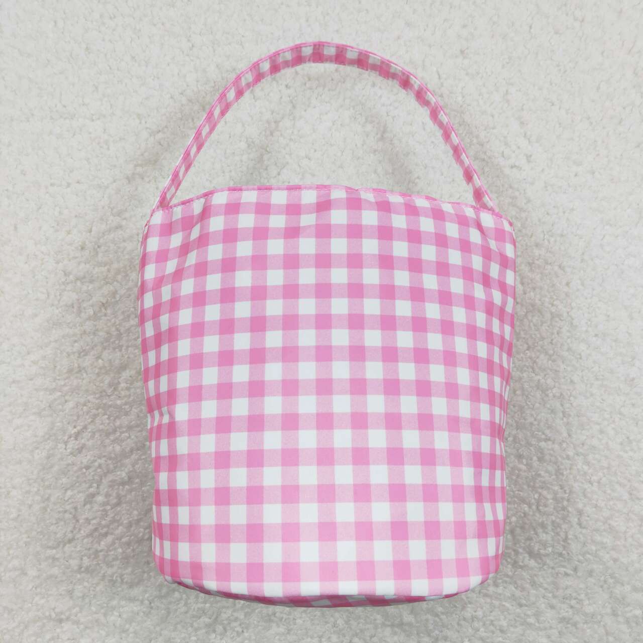 BA0160  Pink Plaid Colorful Bunny Easter Bag