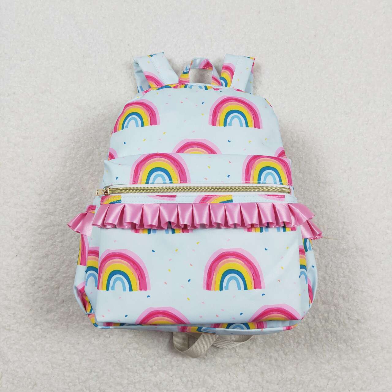 BA0167 Rainbow Print Girls Ruffle Backpack