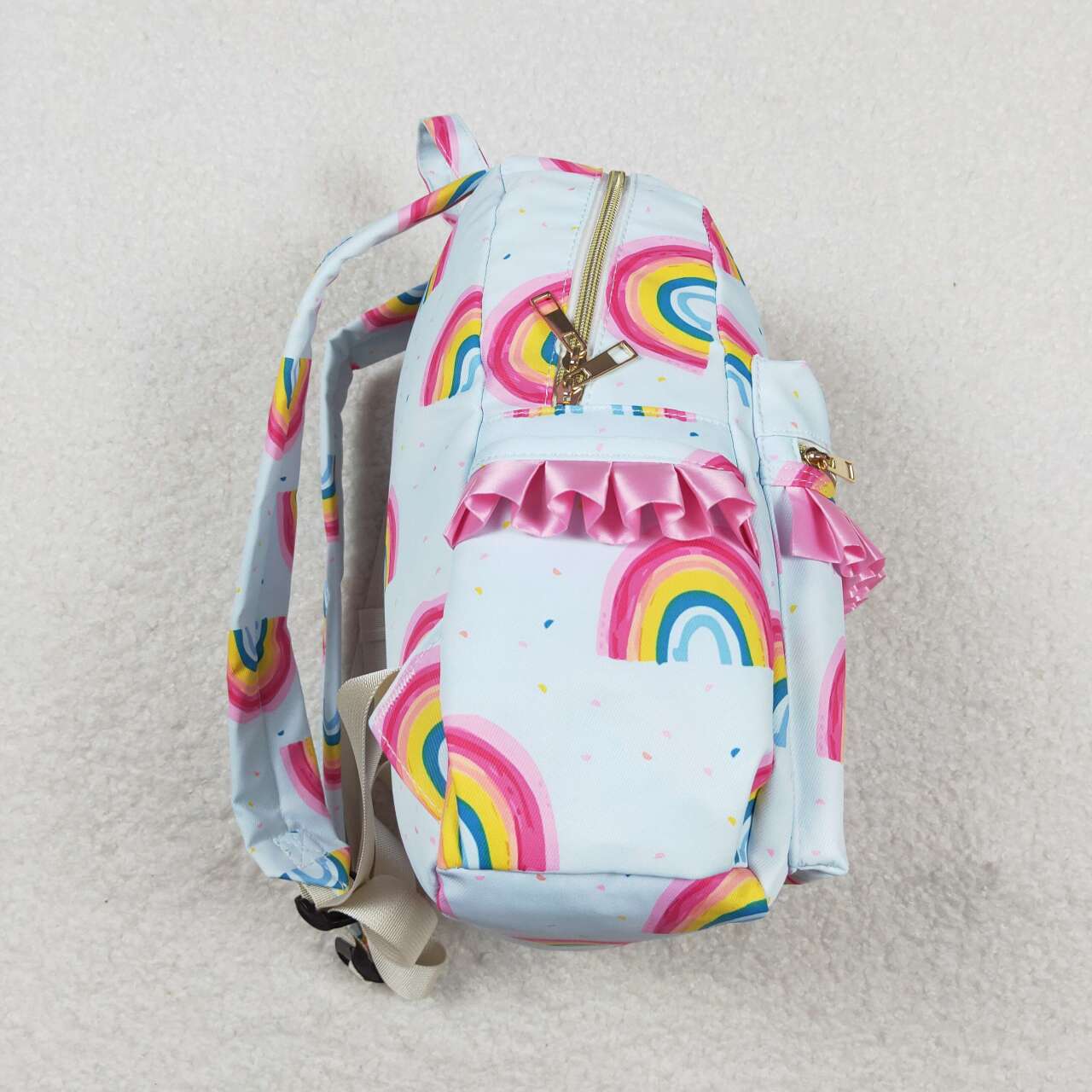 BA0167 Rainbow Print Girls Ruffle Backpack