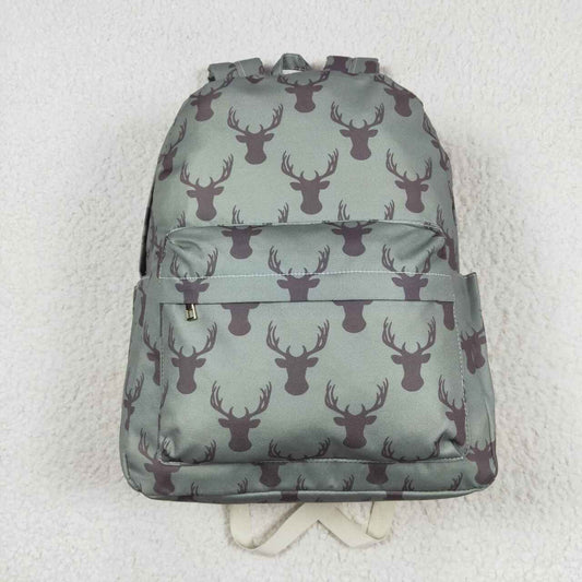 BA0171 Dark Green Brown Deer Print Hunting Backpack Kids Bags