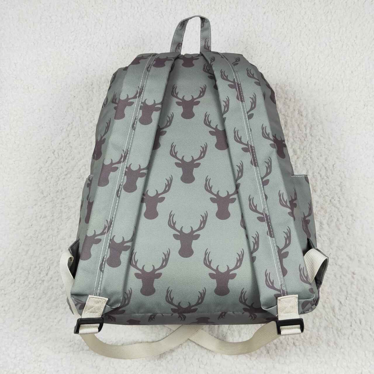 BA0171 Dark Green Brown Deer Print Hunting Backpack Kids Bags