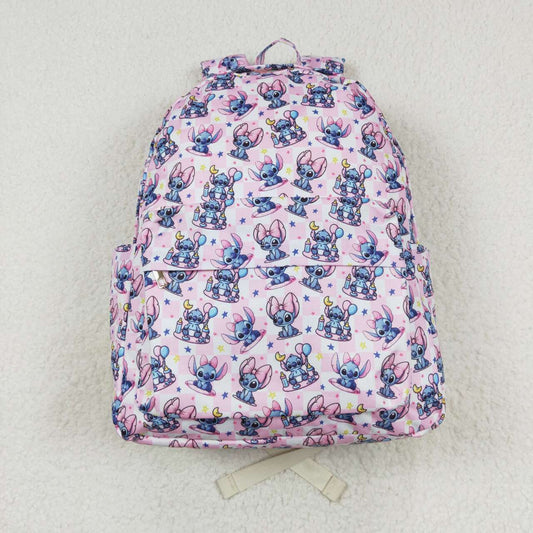 BA0182  Pink Cartoon Animals Print Girls Backpack