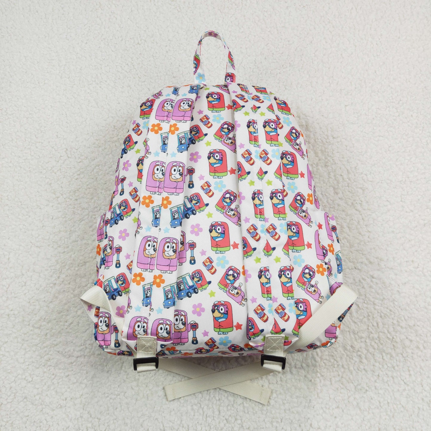 BA0186  Cartoon Dog Colorful Flowers Print Girls Backpack