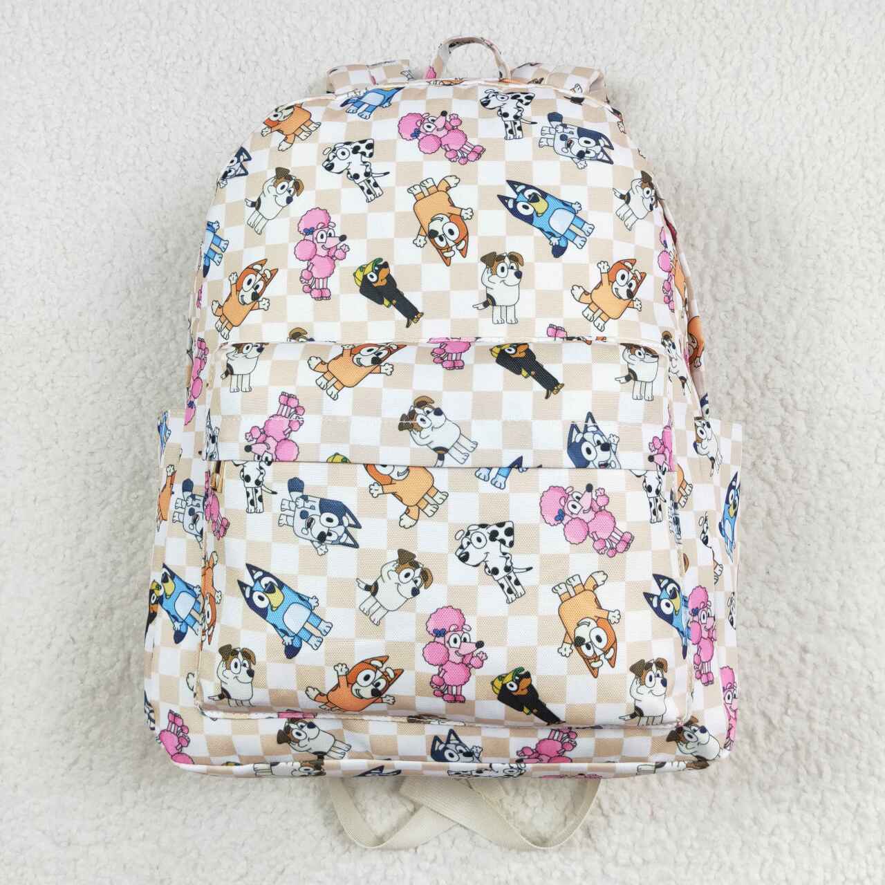 BA0187  Cartoon Dog Plaid Print Girls Backpack
