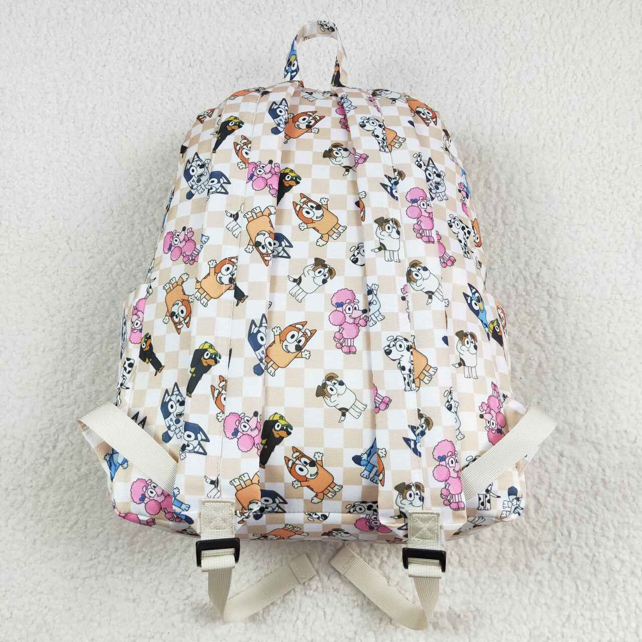 BA0187  Cartoon Dog Plaid Print Girls Backpack