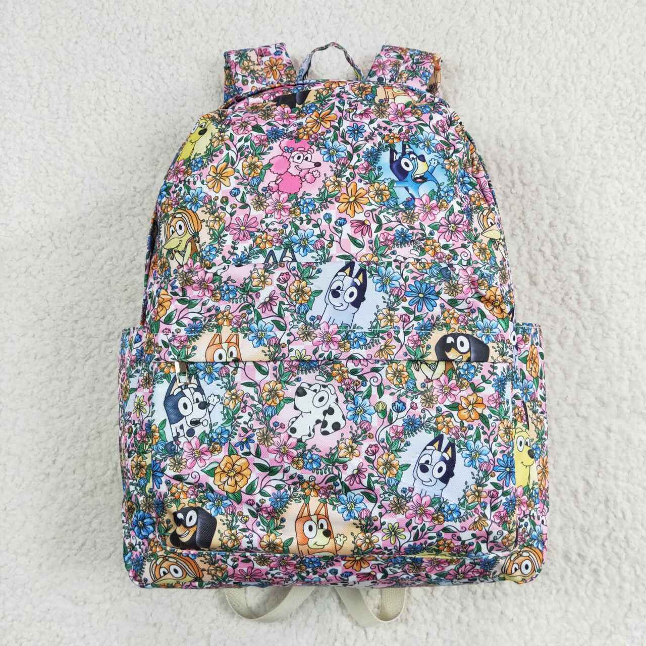 BA0188  Cartoon Dog Flowers Print Girls Backpack