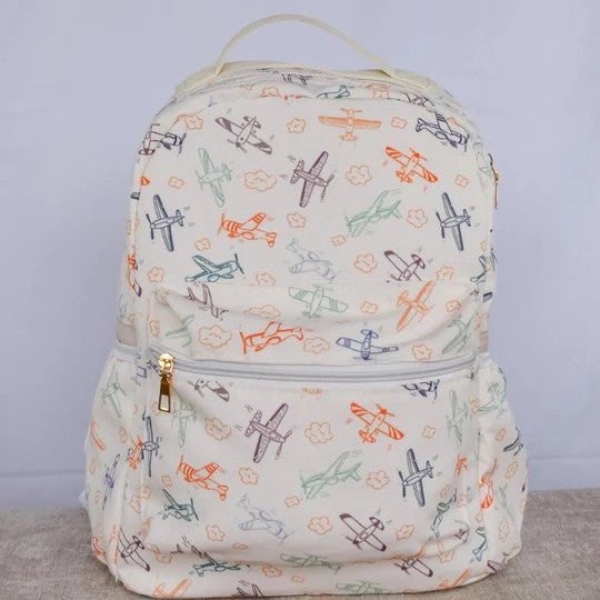 (Pre-order) BA0220  Airplane White Print Backpack Boys Bags