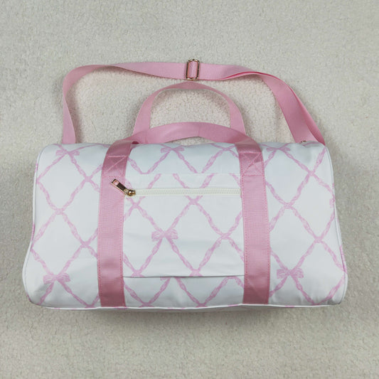 BA0226 Pink Bows Print Gym Girls Bag Overnight Bags