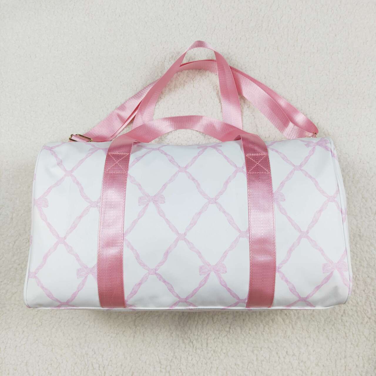 BA0226 Pink Bows Print Gym Girls Bag Overnight Bags