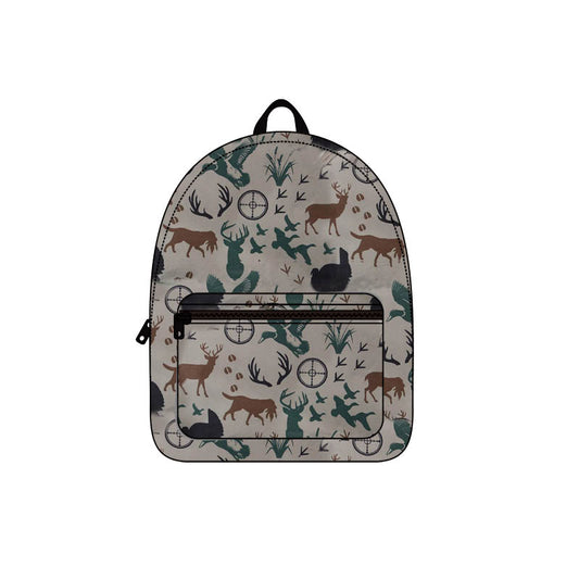 (Pre-order) BA0231  Dog Duck Deer Print Backpack Boys Hunting Bags