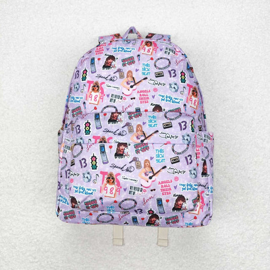 BA0238 Purple Singer Swiftie Print Backpack Girls Bags