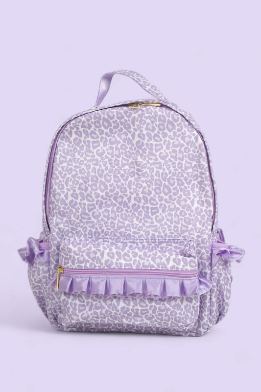 (Pre-order) BA0239  Purple Leopard Print Backpack Girls Bags