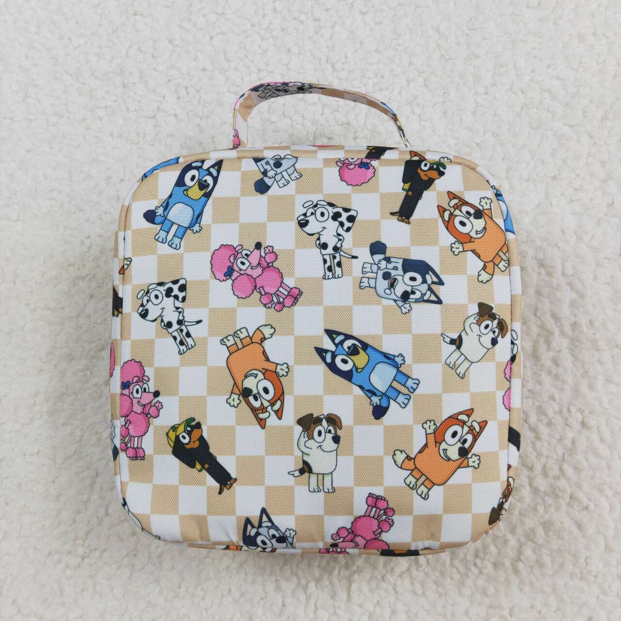 BA0250 Cartoon Dog Plaid Print Lunch Boxes Picnic Thermal Bags