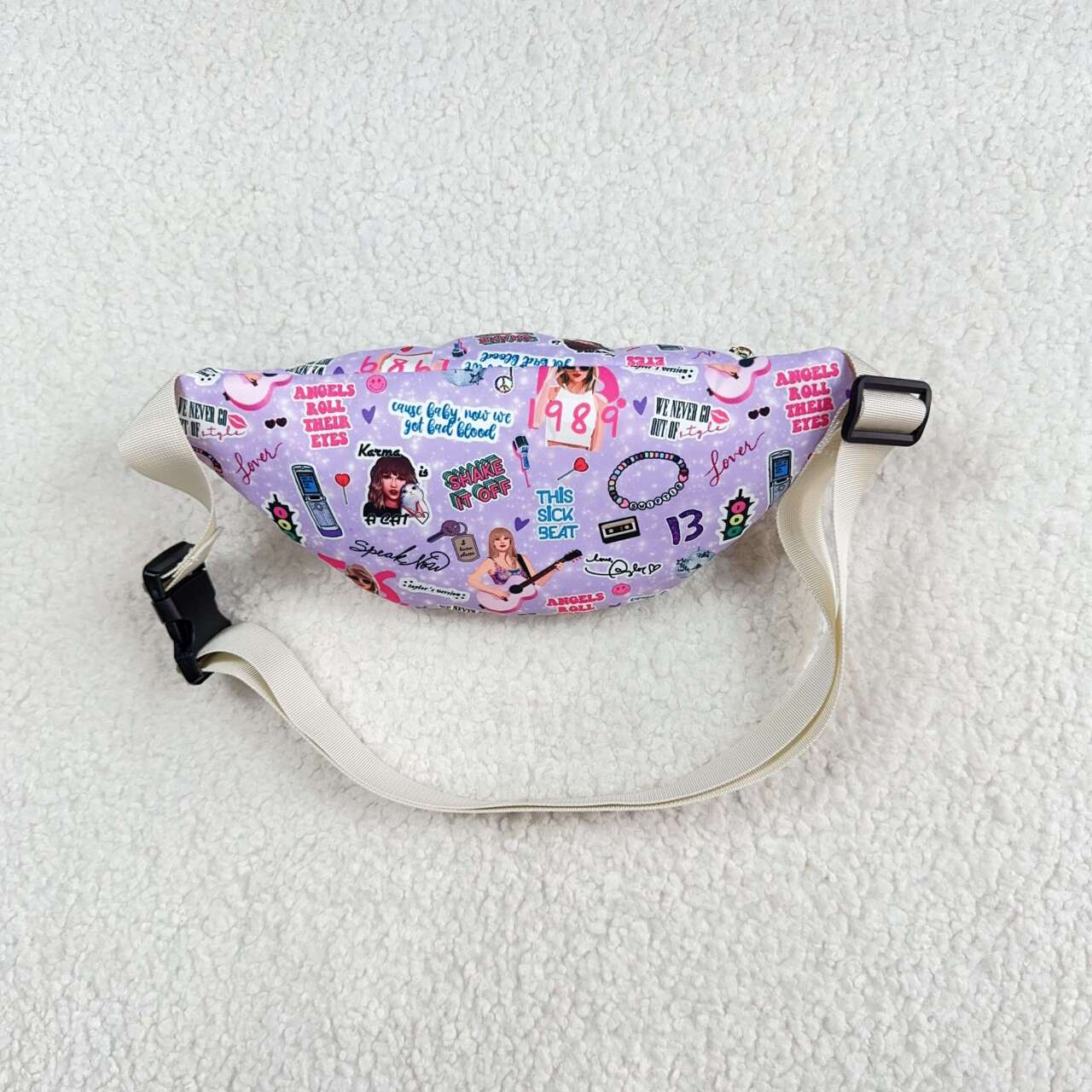 BA0253 Singer Swiftie Purple Print Fanny Pack Bag