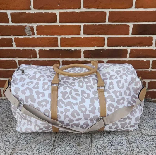 (Pre-order) BA0254 Gray White Leopard Print Gym Bag