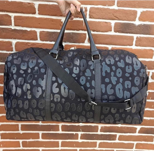 (Pre-order) BA0255 Black Leopard Print Gym Bag