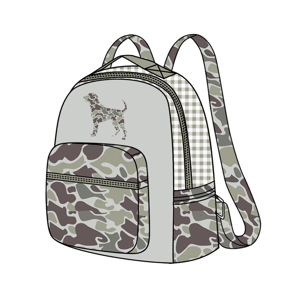 (Pre-order)BA0268 Camo Dog Hunt Print Backpack Kid Bags