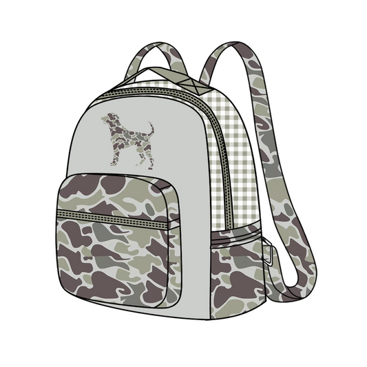 (Pre-order)BA0268 Camo Dog Hunt Print Backpack Kid Bags