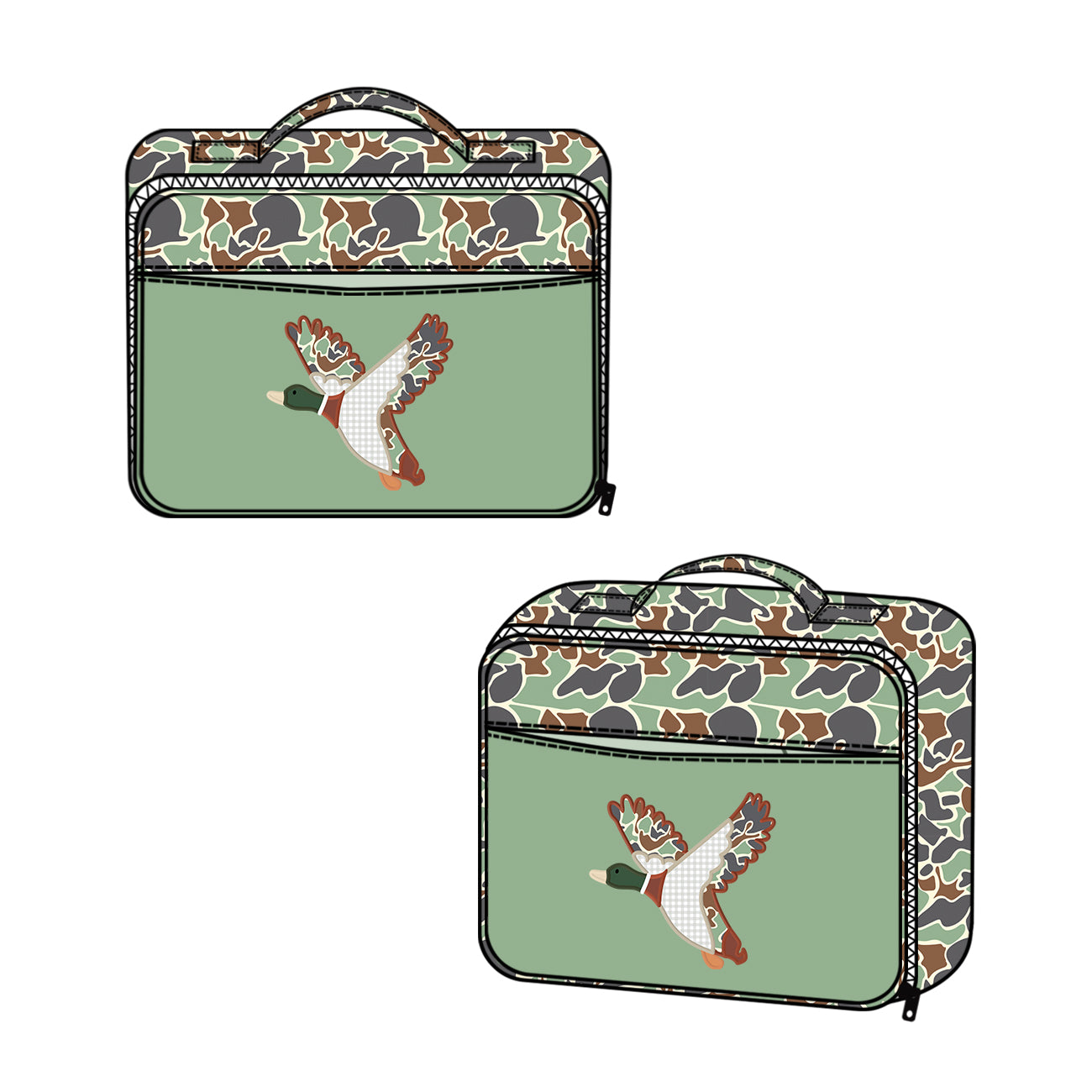 (Pre-order)BA0270 Duck Green Camo Print Lunch Boxes Picnic Thermal Bags