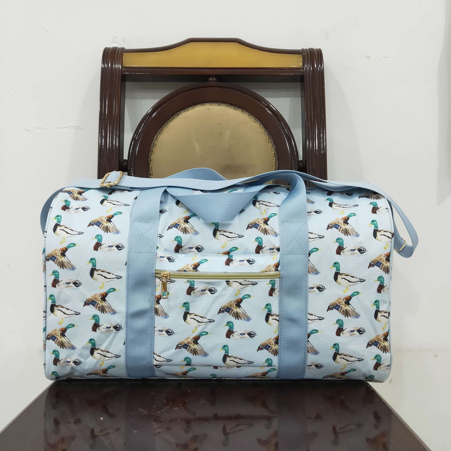 BA0275 Duck Print Gym Bag Overnight Bags