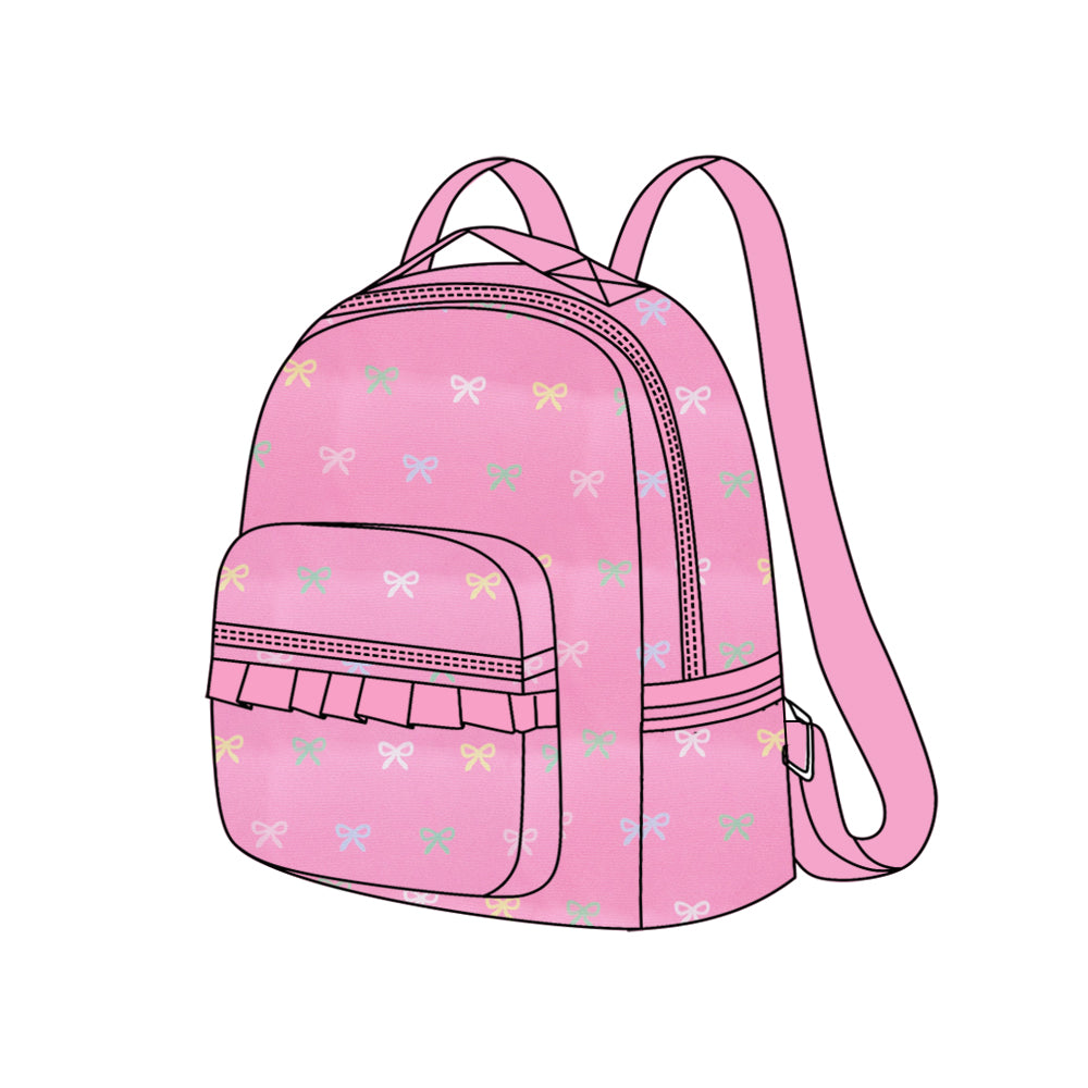 (Pre-order)BA0278 Pink Bows Print Backpack Girls Bags