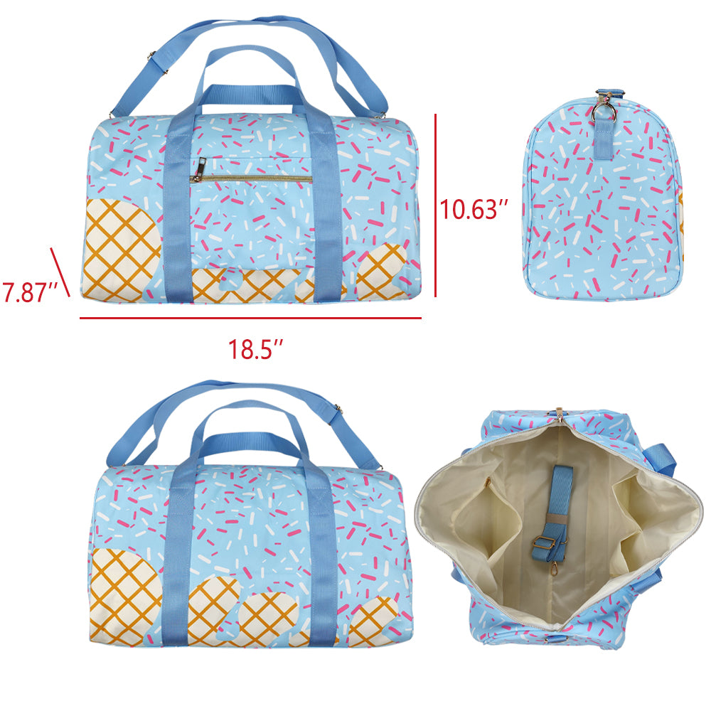 BA0286 Blue Candy Print Gym Bag Overnight Bags