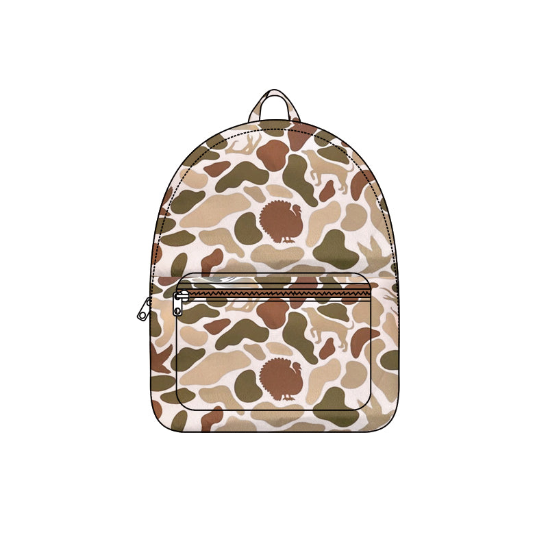 (Pre-order) BA0288 Brown Camo Print Backpack Back to School Kids Bags