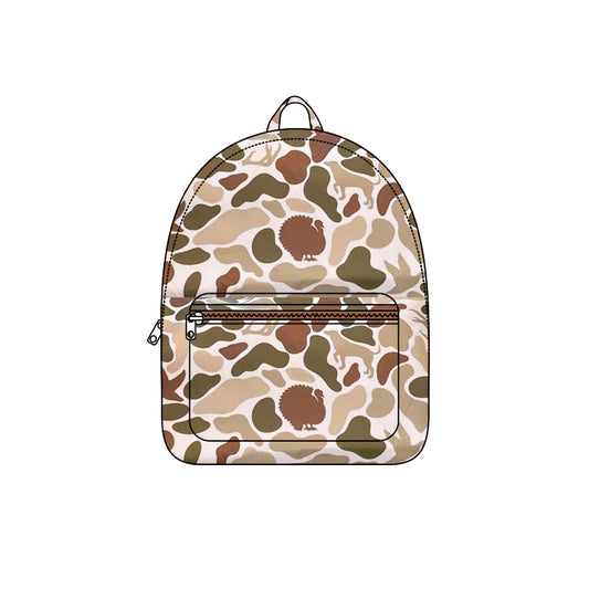 (Pre-order) BA0288 Brown Camo Print Backpack Back to School Kids Bags