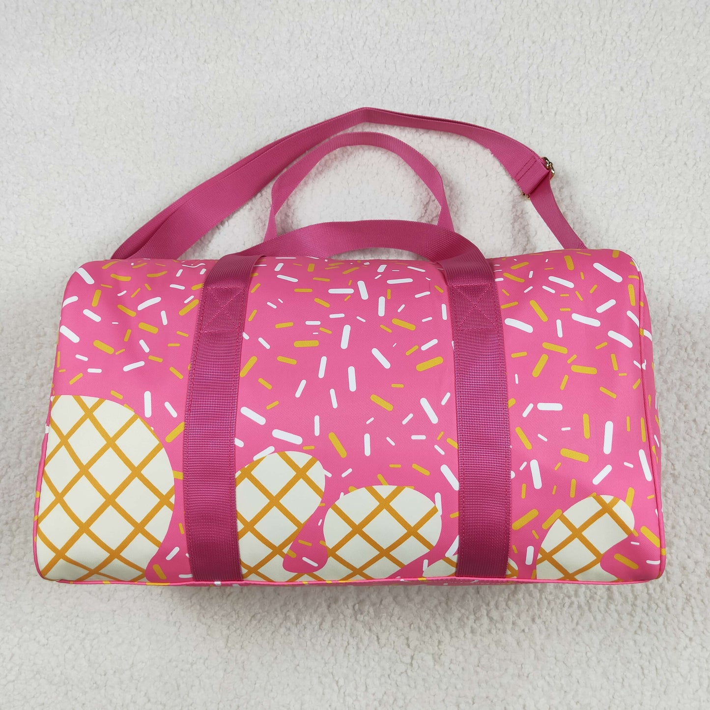 BA0298  Sprinkles Pink Print Gym Bag Overnight Bags