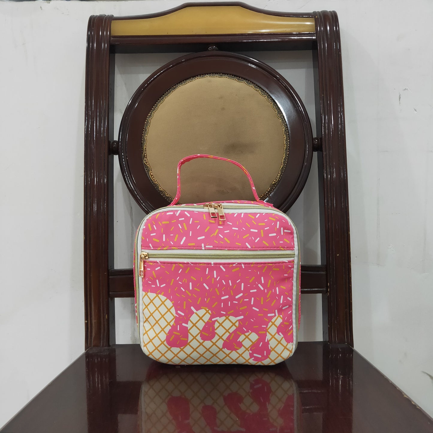 BA0299  Sprinkles Pink Print Lunch Boxes Picnic Thermal Bags