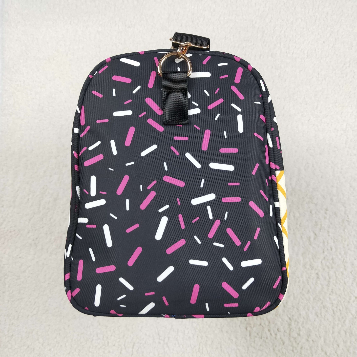 BA0303  Black Sprinkles Print Gym Bag Overnight Bags