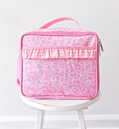 (Pre-order)BA0310 Pink Bows Print Lunch Boxes Picnic Thermal Bags