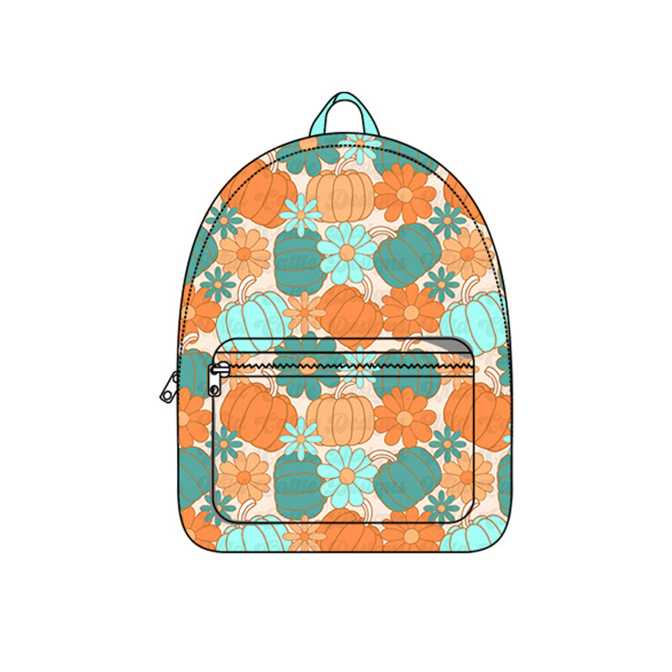 (Pre-order) BA0316  Pumpkin Flowers Print Backpack Girls Bags