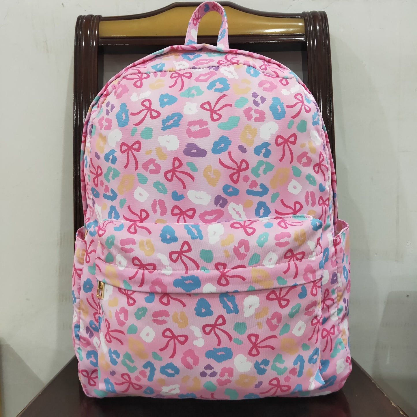 USA-Shop BA0319  Colorful Leopard Bows Print Backpack Girls Bags