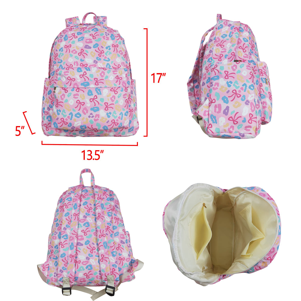 USA-Shop BA0319  Colorful Leopard Bows Print Backpack Girls Bags