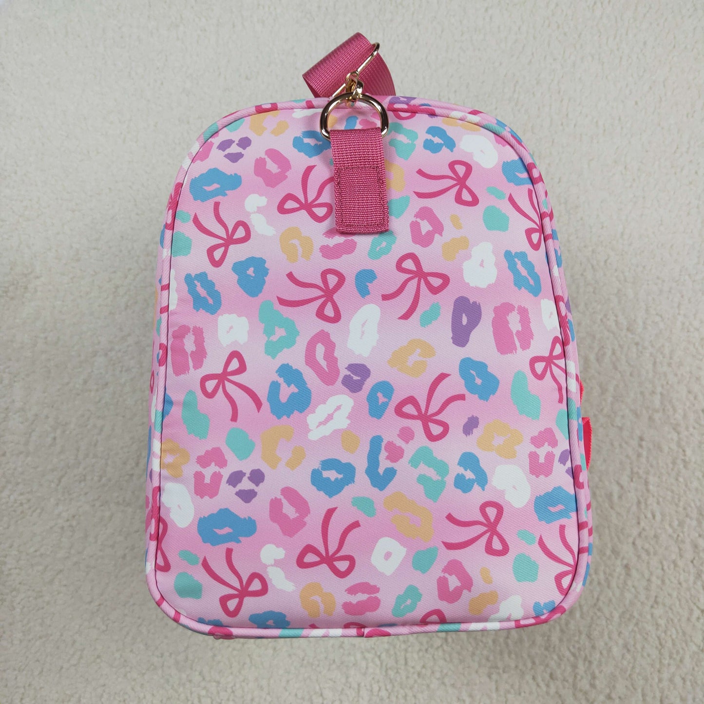 BA0320  Colorful Leopard Bows Print Girls Gym Bag Overnight Bags