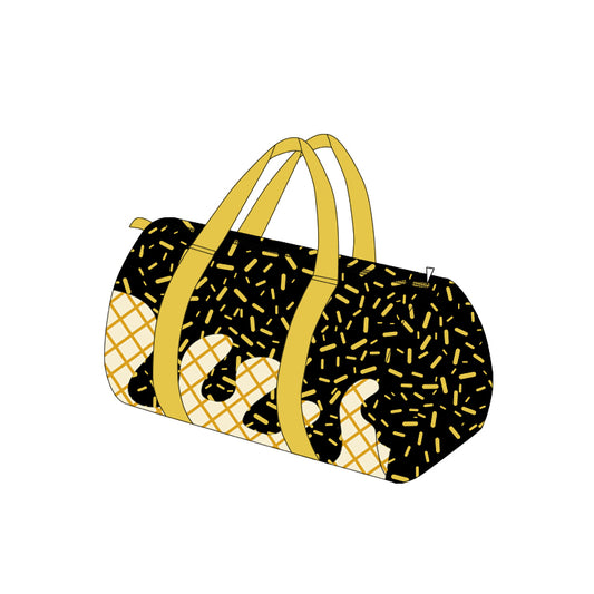 (Pre-order)BA0324  Black Sprinkles Print Kids Gym Bag Overnight Bags