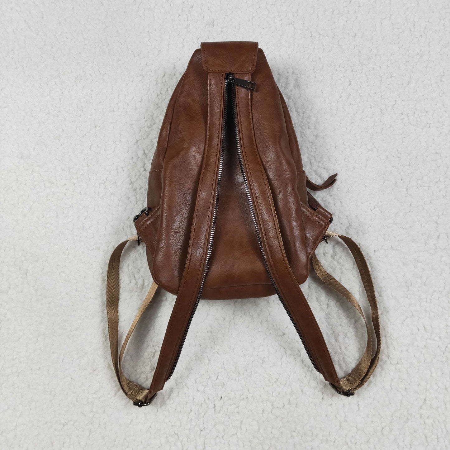 USA-Shop BA0330 Brown Flowers Zipper Western Leather Back Bags