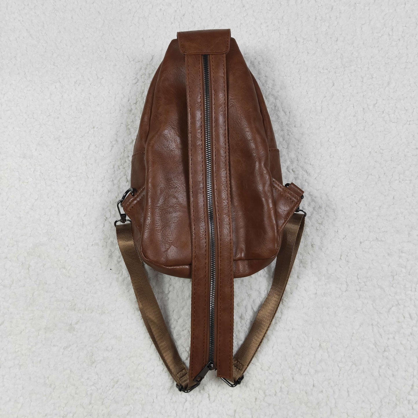 USA-Shop BA0330 Brown Flowers Zipper Western Leather Back Bags
