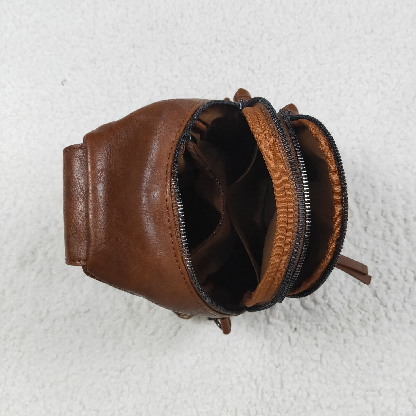 USA-Shop BA0330 Brown Flowers Zipper Western Leather Back Bags
