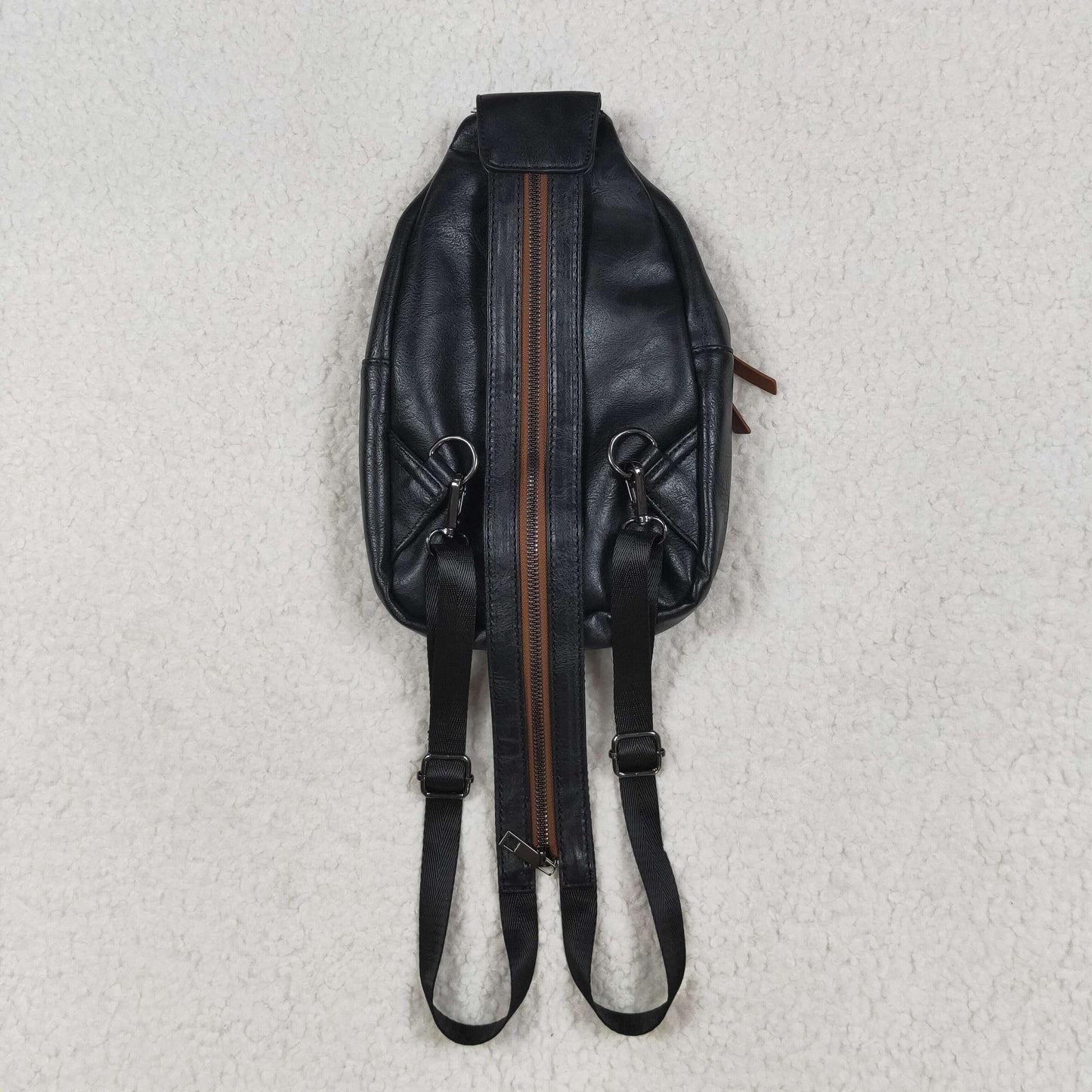 USA-Shop BA0332 Black Flowers Zipper Western Leather Back Bags