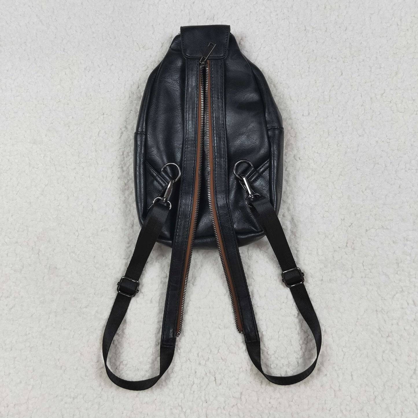 USA-Shop BA0332 Black Flowers Zipper Western Leather Back Bags