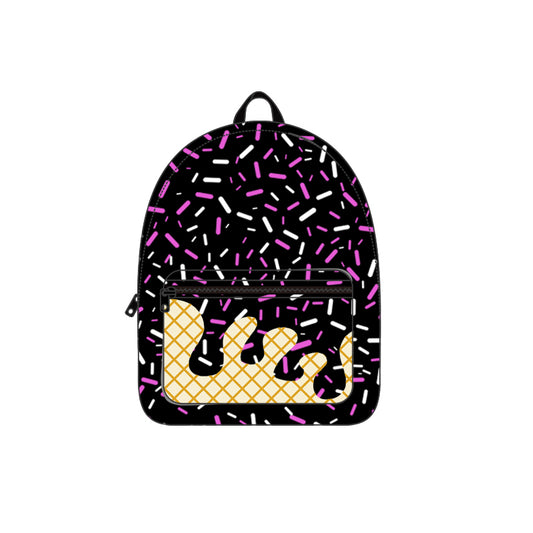 (Pre-order) BA0334 Black Sprinkles Print Backpack Kids Bags
