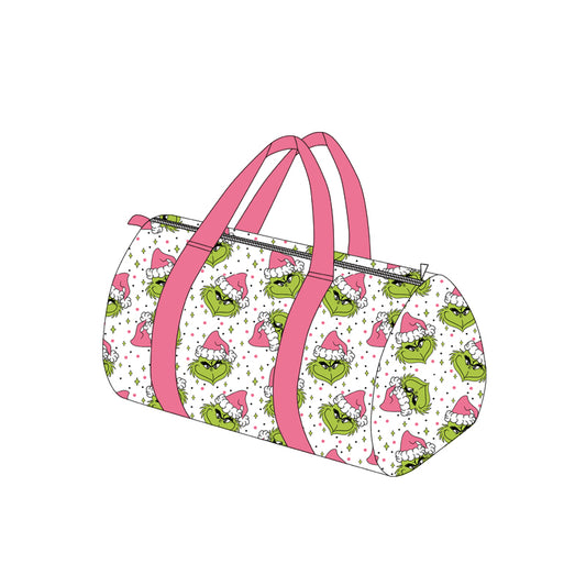 (Pre-order)BA0343  Green Frog Print Girls Christmas Gym Bag Overnight Bags