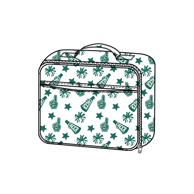 (Pre-order)BA0358 Team's Cheer Green Print Lunch Boxes Girls Picnic Thermal Bags